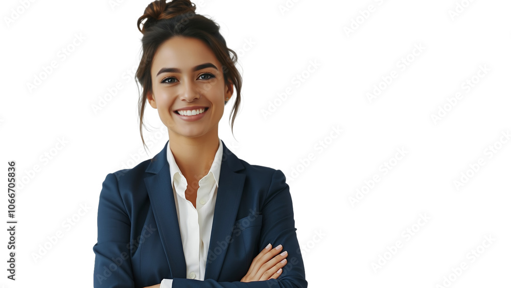 Happy young business woman posing isolated over white wall background Happy young business woman posing isolated over white wall background