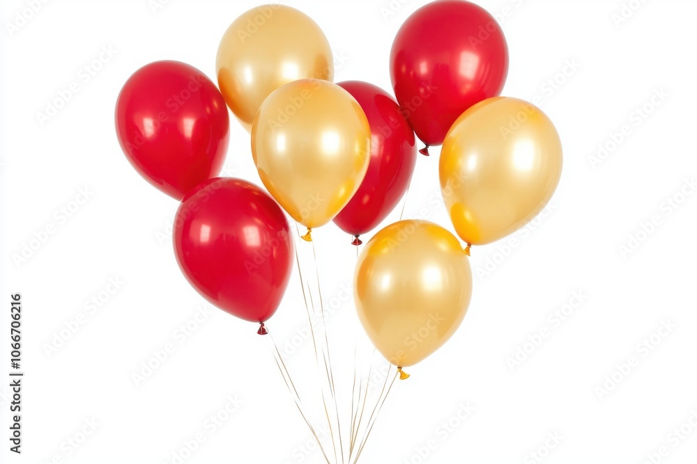 A cluster of red and gold balloons, perfect for celebrations and festive occasions. A cluster of red and gold balloons, perfect for celebrations and festive occasions.