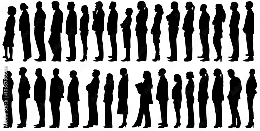 people queue standing waiting in line silhouette vector collection on isolated white background
people queue standing waiting in line silhouette vector collection on isolated white background