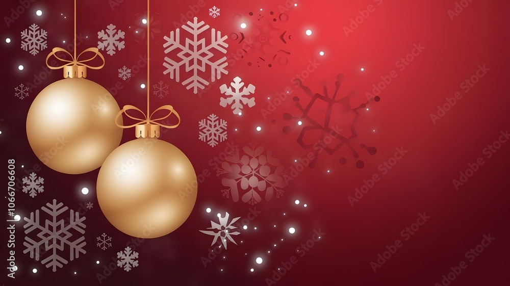 Fototapeta premium Christmas banner gold ball red background