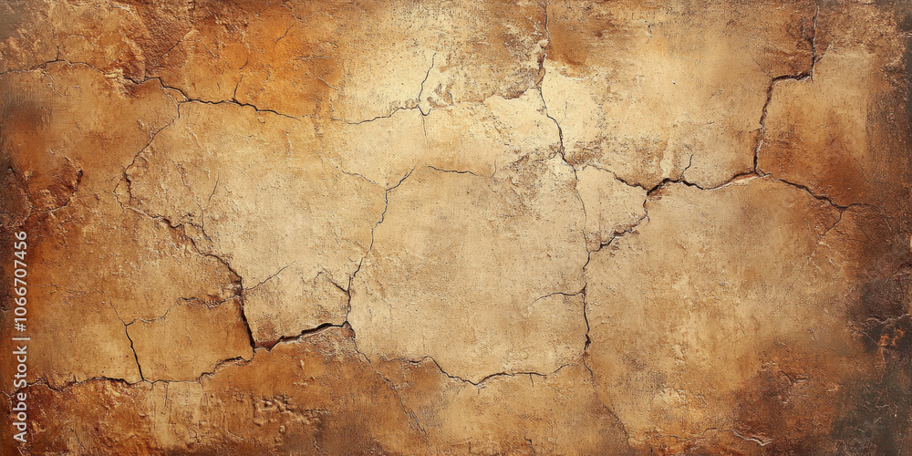Obraz premium Earthy clay texture with visible cracks and a dry, rugged surface, perfect for rustic, organic backgrounds