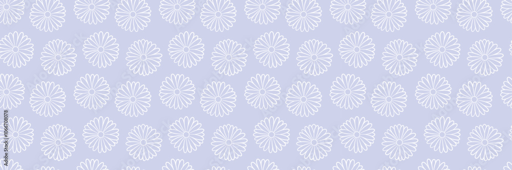 Purple floral vector banner, daisy seamless pattern, flower background design Purple floral vector banner, daisy seamless pattern, flower background design