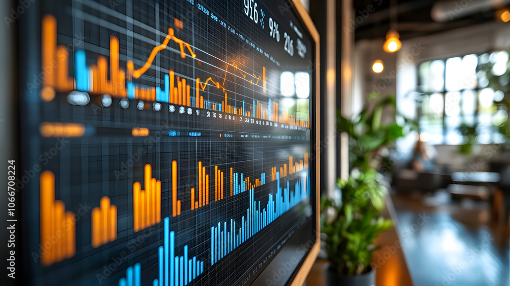 Close-Up of a Digital Screen Displaying a Labor Market Graph with Dynamic Data Insights, Highlighting Employment Statistics, Economic Trends, and Workforce Analytics for In-Depth Market Analysis and F Close-Up of a Digital Screen Displaying a Labor Market Graph with Dynamic Data Insights, Highlighting Employment Statistics, Economic Trends, and Workforce Analytics for In-Depth Market Analysis and F