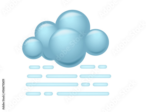 Foggy cloud with horizontal lines beneath, representing foggy or misty weather. Suitable for weather-related visuals, atmosphere, or moody themes. Vector illustration isolated on white background