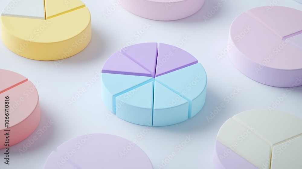 Obraz premium Colorful Pastel Pie Charts on Soft Background