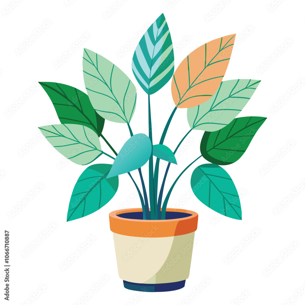 vector A potted plant with green leaves and a picture of a plant vector A potted plant with green leaves and a picture of a plant