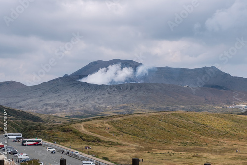 Mountain Aso Nakadake crater, Aso, Kumamoto, Kyushu, Japan photo