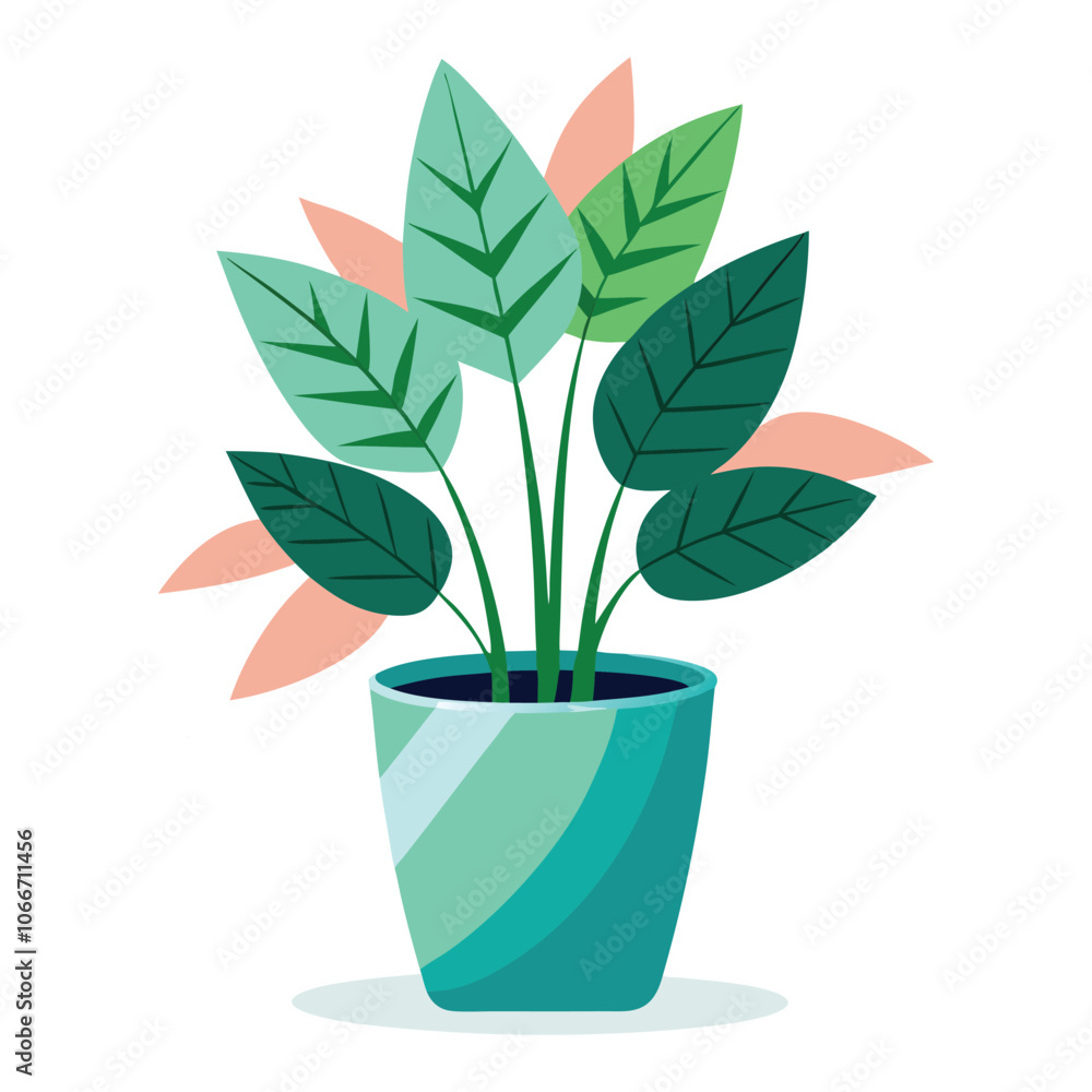 vector A potted plant with green leaves and a picture of a plant vector A potted plant with green leaves and a picture of a plant