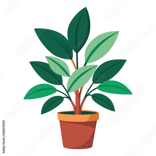 vector A potted plant with green leaves and a picture of a plant