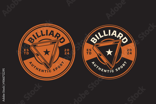 billiard ball rack, pool ball rack triangle retro badge logo design for billiard sport club. snooker ball triangle rack vintage emblem logo collection for billiard snooker pool tournament