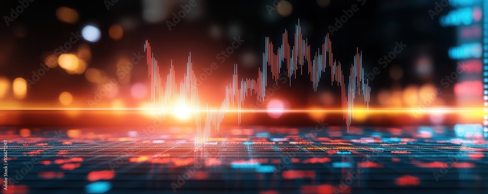 Stock market graph with digital elements Stock market graph with digital elements