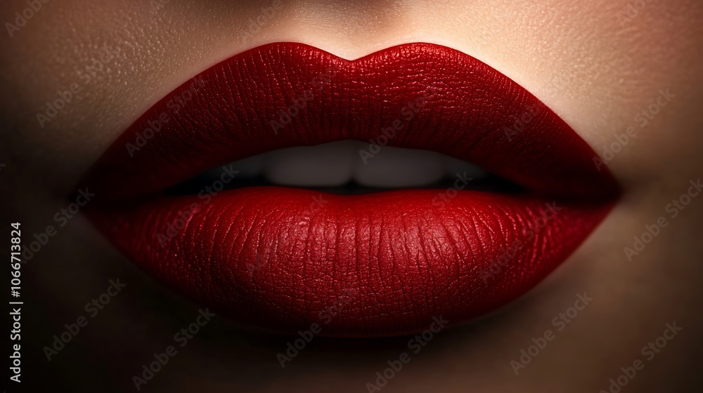 Artistic extreme close-up of ruby red lips, matte and velvety, lit with soft, diffused light for a dramatic, elegant look, capturing the depth and richness of color with fine detail, Artistic extreme close-up of ruby red lips, matte and velvety, lit with soft, diffused light for a dramatic, elegant look, capturing the depth and richness of color with fine detail,