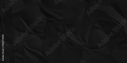 Black crumpled paper texture . Black wrinkled paper texture. Black paper texture . Black crumpled and top view textures can be used for background of text or any contents .