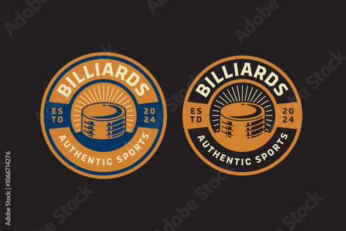 billiard cue tip, pool cue chalk tube retro badge logo design for billiard sport club. snooker cue tip chalk oval vintage emblem logo collection for billiard snooker pool tournament