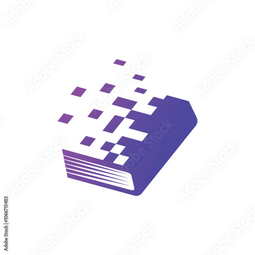 digital tech book logo design, Pixel Book Logo Template Design Vector, Online Education Logo template, Internet network online school icon. digital school logo