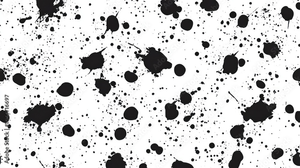 Seamless Black Ink Splatter Texture on White Background, High-Resolution Vector Pattern for Design and Decoration Seamless Black Ink Splatter Texture on White Background, High-Resolution Vector Pattern for Design and Decoration