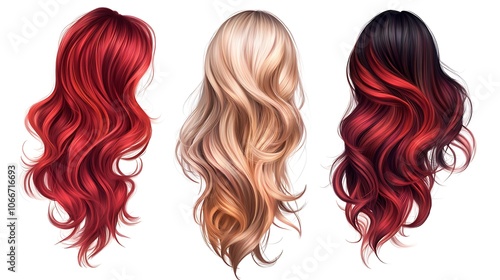 Three Wavy Hairstyles with Different Colors