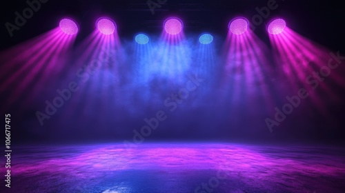 Vibrant Stage Lights Illuminating Dark Space