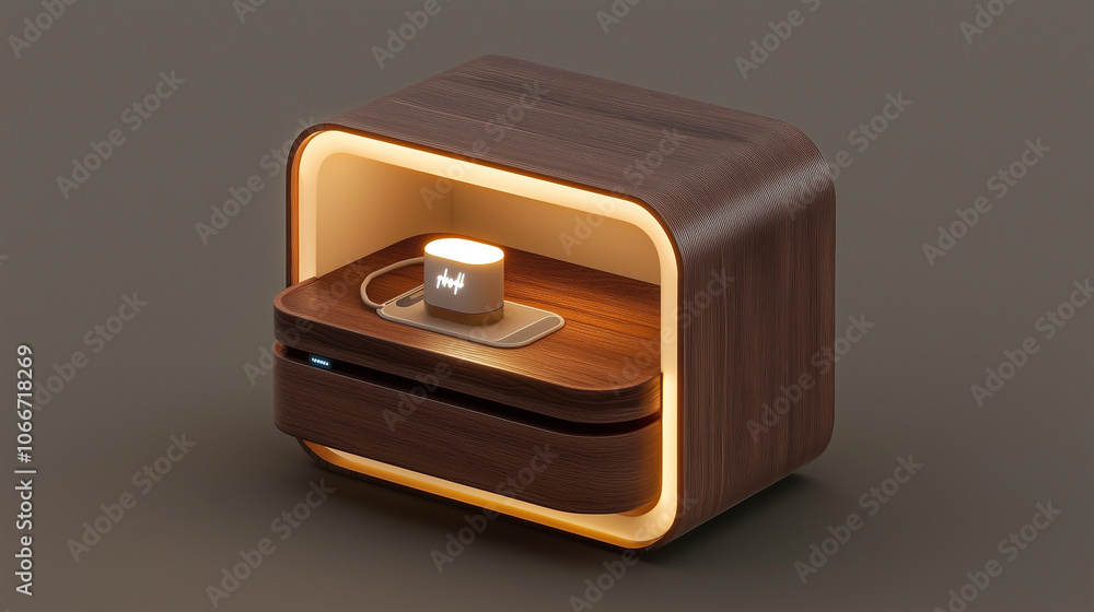 Side table with integrated lamp and charging station Side table with integrated lamp and charging station