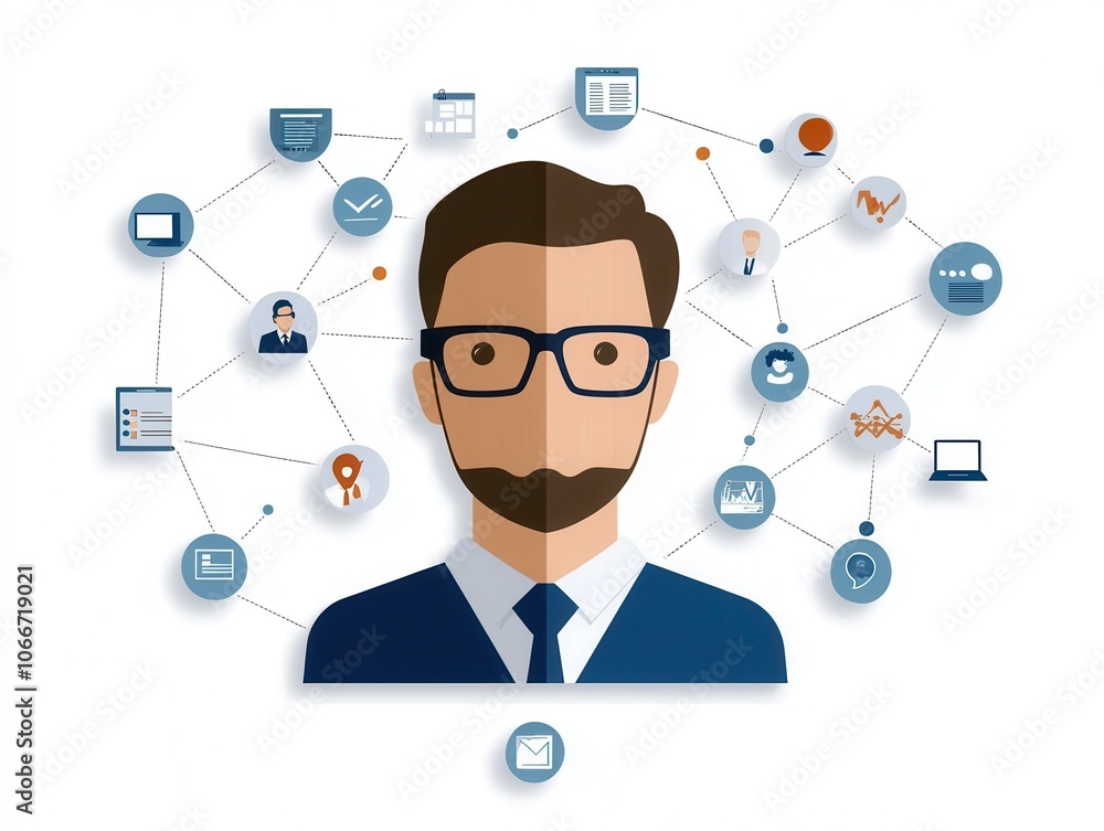Businessman with network connections illustration Businessman with network connections illustration