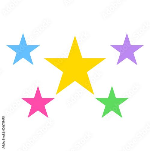 Vector Five Cute Colorful Stars