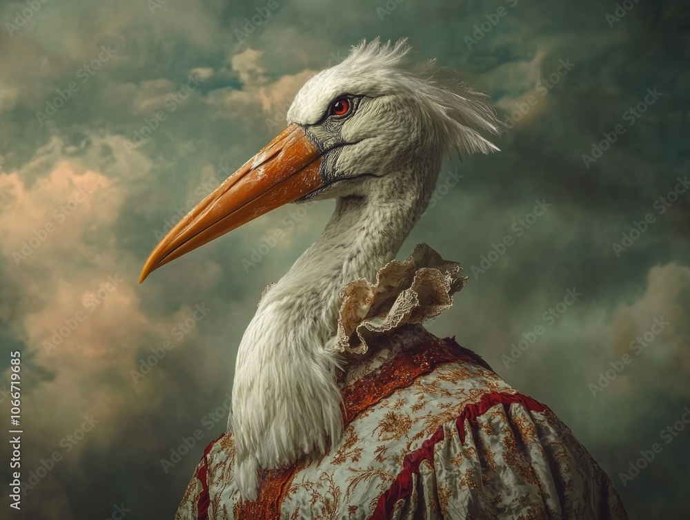 Fototapeta premium Surreal Avian Character with Vintage Style