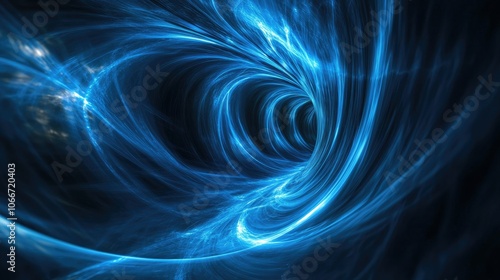 Abstract Blue Swirl Pattern in Dark Space