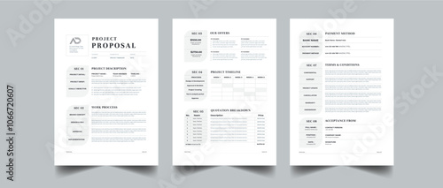 Project proposal and Project Plan layout design with 3 page full concept design