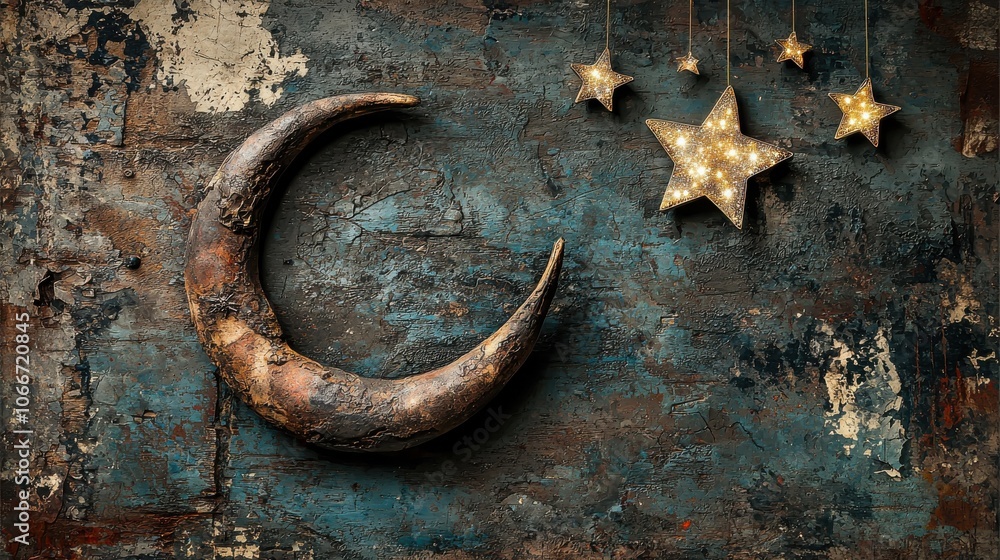 Elevate your space with a unique moon and star wall art design for a dreamy ambiance