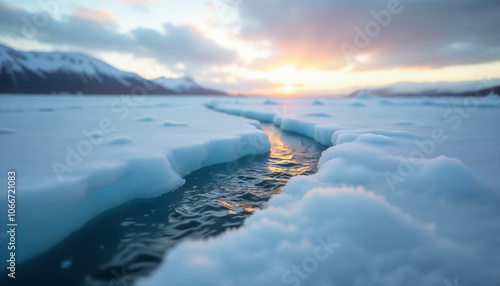 Serene Ice Landscape at Sunset