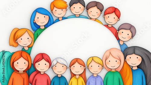 revolution flat design top view societal change theme cartoon drawing colored pastel