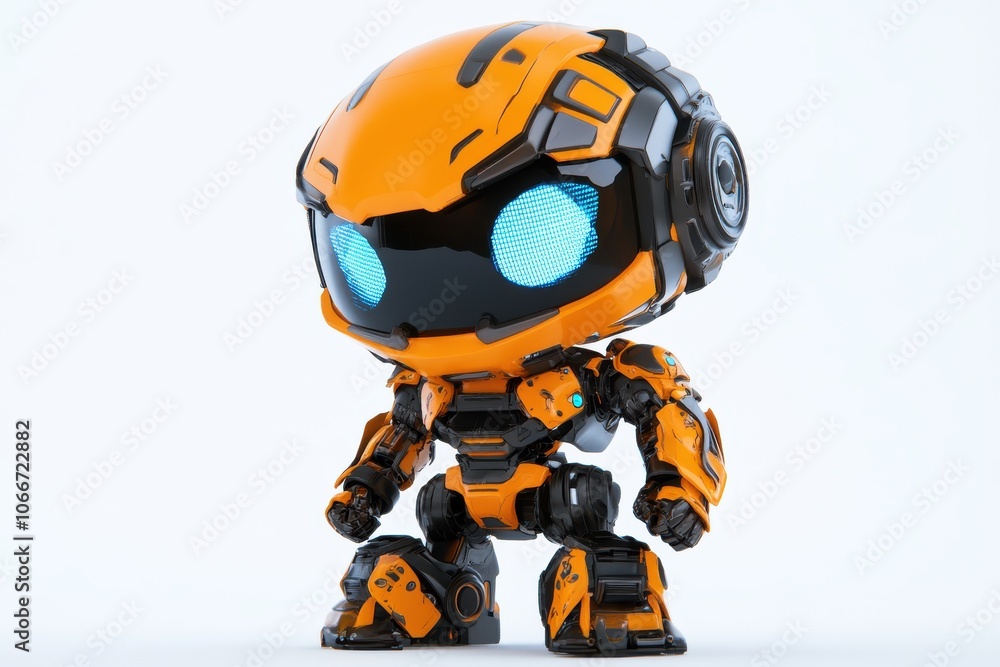 Cute Orange Robot Character with Blue Eyes Cute Orange Robot Character with Blue Eyes