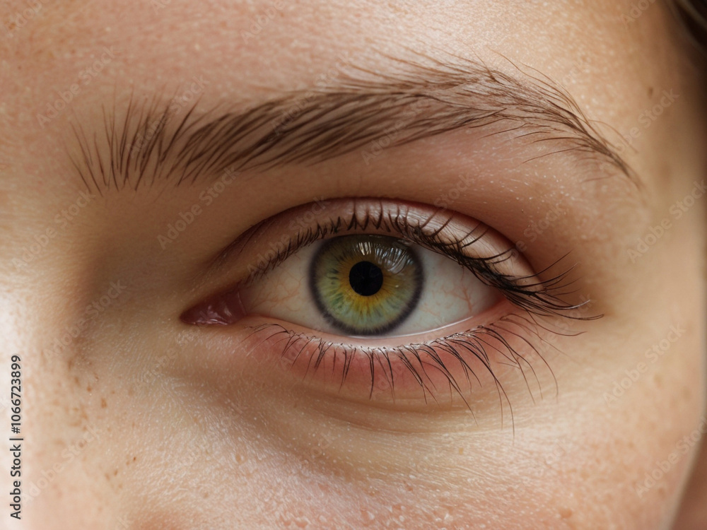 Obraz premium Close-up eye freckles woman. Subtle Charm