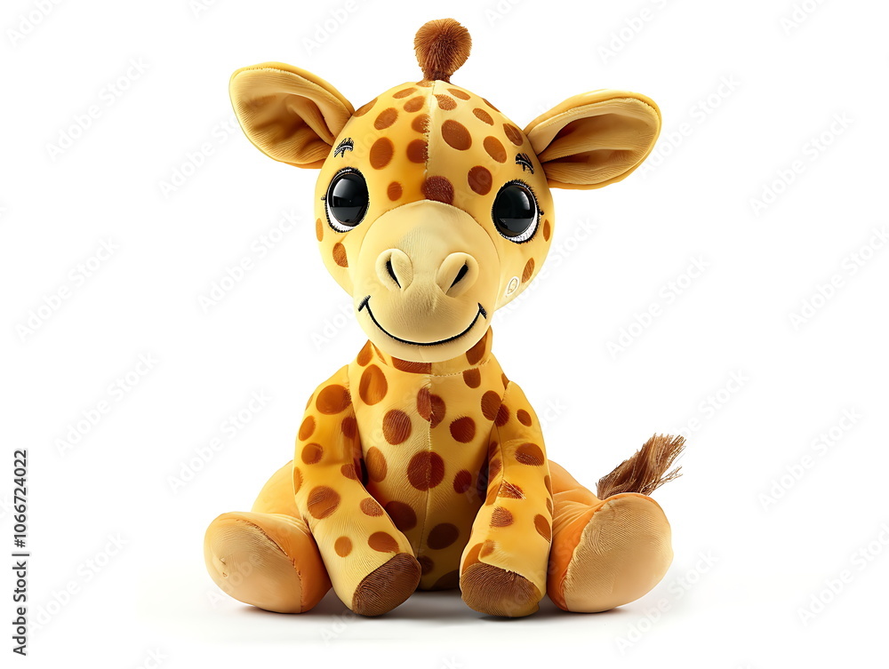 Cute baby giraffe plush toy isolated, AI generated Cute baby giraffe plush toy isolated, AI generated