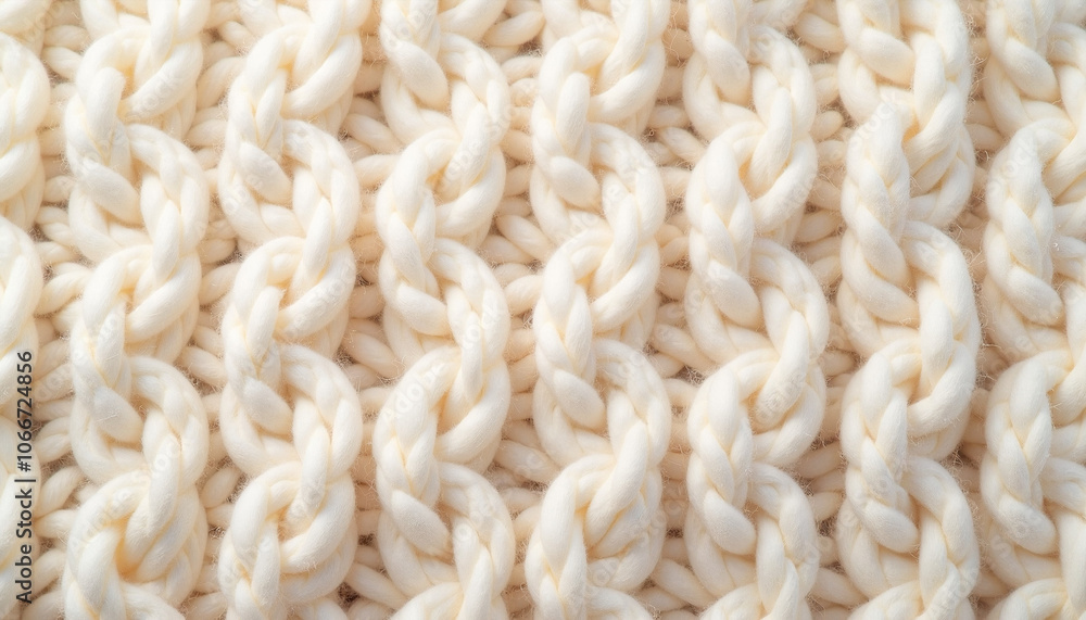 Close-up of cream-colored chunky knit wool texture Close-up of cream-colored chunky knit wool texture
