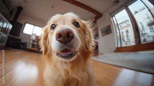 フィッシュアイレンズで見た愛犬 