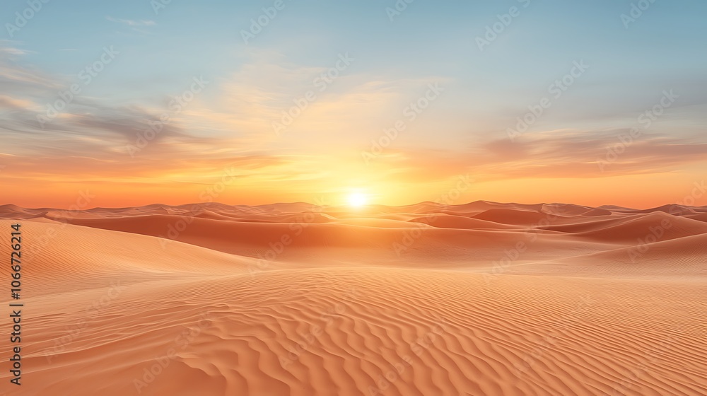 Breathtaking sunrise illuminates the expansive desert landscape with stunning colors and tranquility Breathtaking sunrise illuminates the expansive desert landscape with stunning colors and tranquility