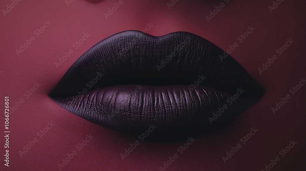 Extreme close-up of lips with deep plum matte lipstick, velvety texture highlighted by warm, diffused lighting, creating a moody, sophisticated appearance, high-definition, Extreme close-up of lips with deep plum matte lipstick, velvety texture highlighted by warm, diffused lighting, creating a moody, sophisticated appearance, high-definition,