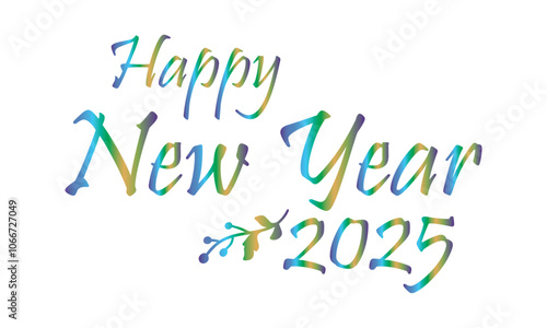 HAPPY NEW YEAR 2025 colorful vector brush calligraphy banner. isolated on white background. Vector illustration. EPS 10 