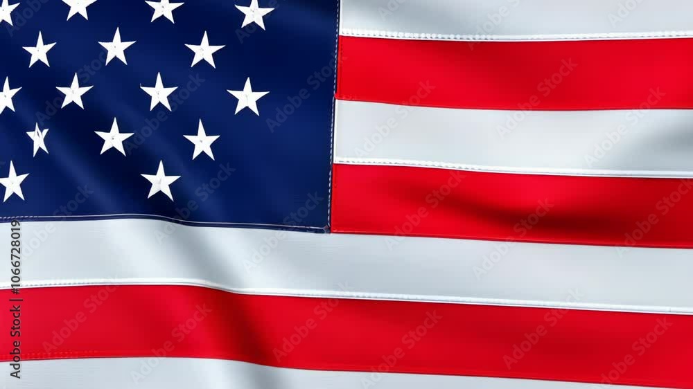 The American flag waves in the wind, showcasing its iconic red and white stripes and blue field of stars The American flag waves in the wind, showcasing its iconic red and white stripes and blue field of stars