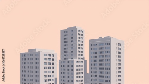 Generative AI, Minimalist Modern Architecture Against Pastel Sky