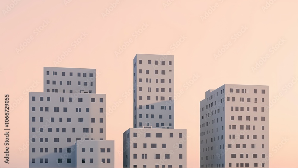 Fototapeta premium Generative AI, Minimalist Modern Architecture Against Pastel Sky