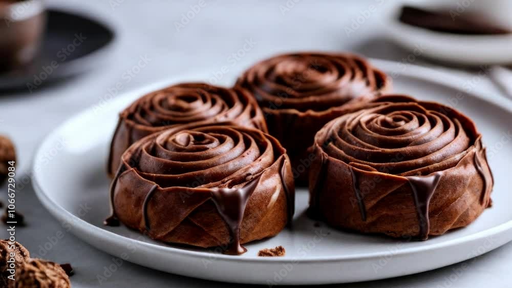 Chocolate Rolls on a white plate Chocolate Rolls on a white plate