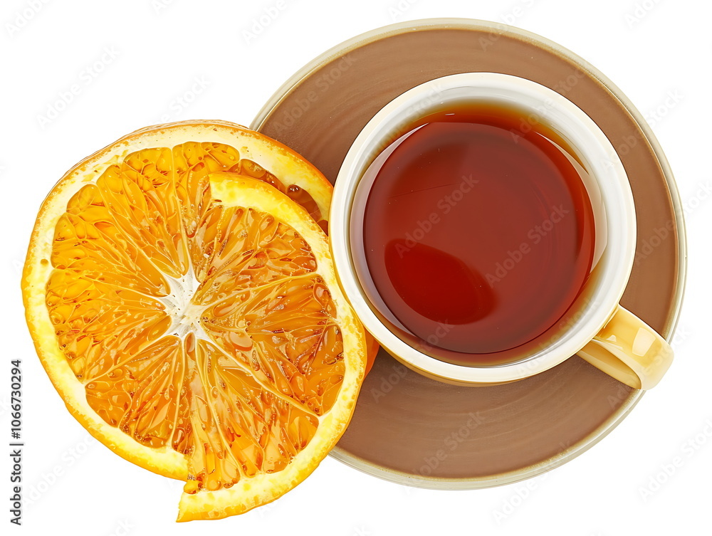 A cup of tea with an orange slice A cup of tea with an orange slice