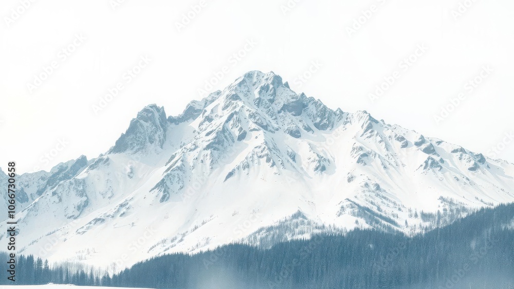 Mountain winter snow peak watercolor in blue tones on white background with a serene and cold atmosphere, atmosphere, peak Mountain winter snow peak watercolor in blue tones on white background with a serene and cold atmosphere, atmosphere, peak