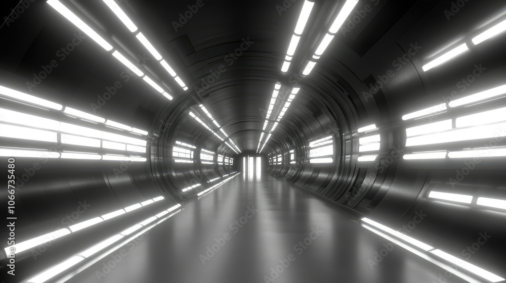 Futuristic Tunnel with Bright Linear Lights Futuristic Tunnel with Bright Linear Lights