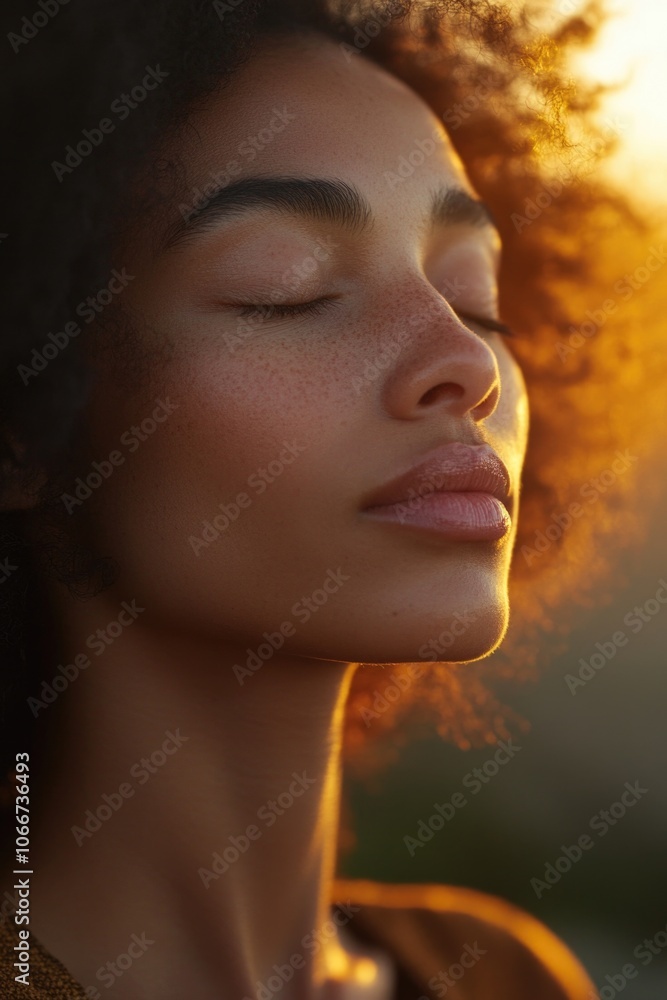 A close-up shot of a woman's face with her eyes closed, suitable for use in stories about introspection or contemplation A close-up shot of a woman's face with her eyes closed, suitable for use in stories about introspection or contemplation