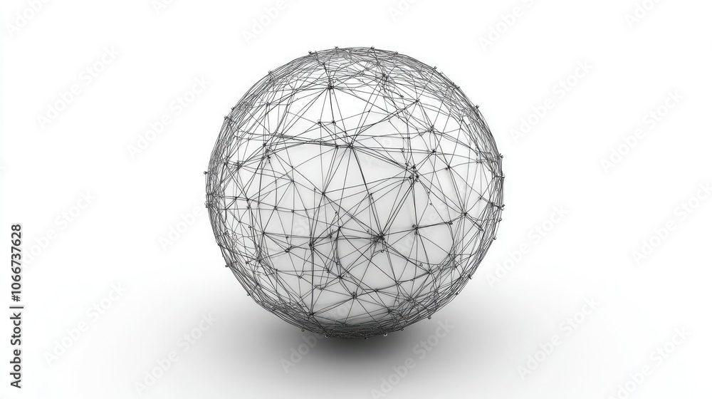 Abstract Sphere with Network Connections in 3D Abstract Sphere with Network Connections in 3D