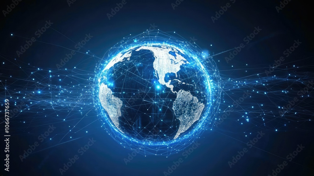 Digital Globe with Pulsing Connections and Bright Lights Digital Globe with Pulsing Connections and Bright Lights