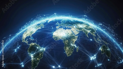 Global Network Visualization with Bright Earth Lines